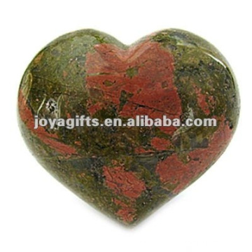 Puffy Heart shaped unakite stone 35MM